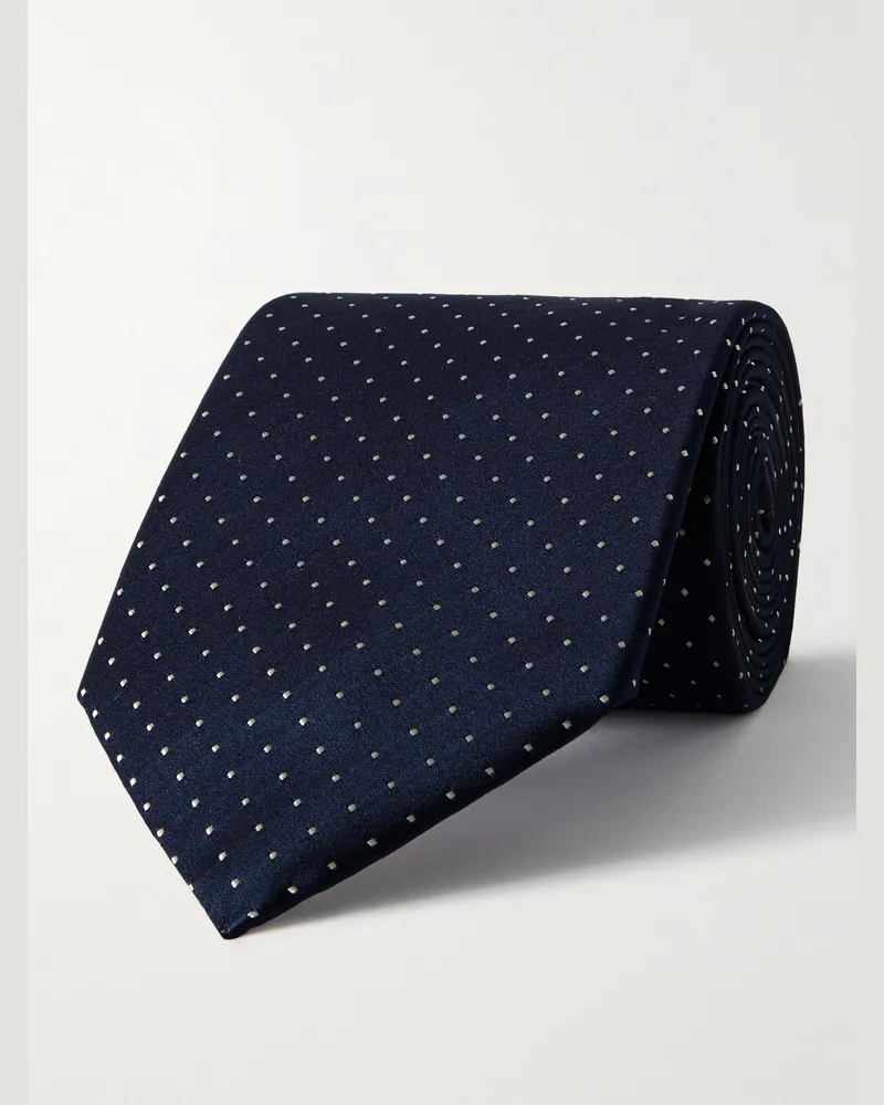 Canali Krawatte aus Seidensatin mit Punkten, 8 cm Blau