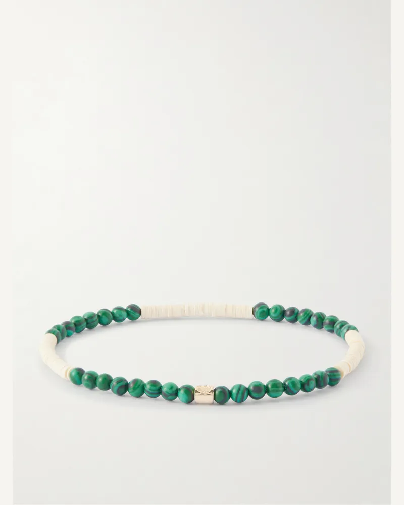 Luis Morais 14-Karat Gold, Malachite and Onyx Beaded Bracelet Green