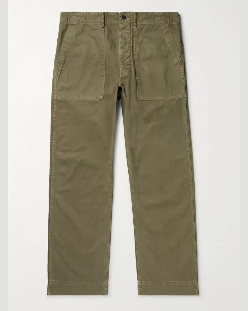RRL Cotton-Herringbone Trousers Grün
