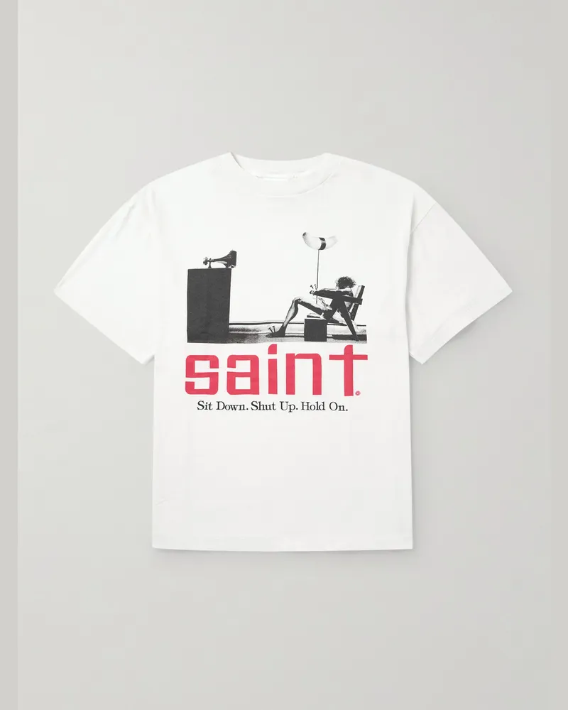 SAINT MXXXXXX T-Shirt aus Baumwoll-Jersey mit Logoprint Weiß