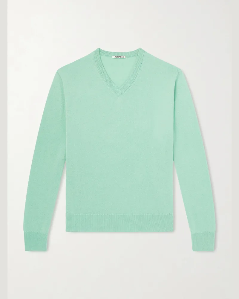 AURALEE Cashmere and Silk-Blend Sweater Green