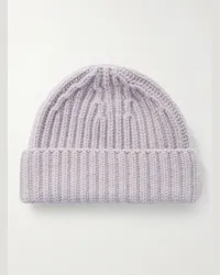 SSAM Beanie aus Kaschmir in Rippstrick Lila