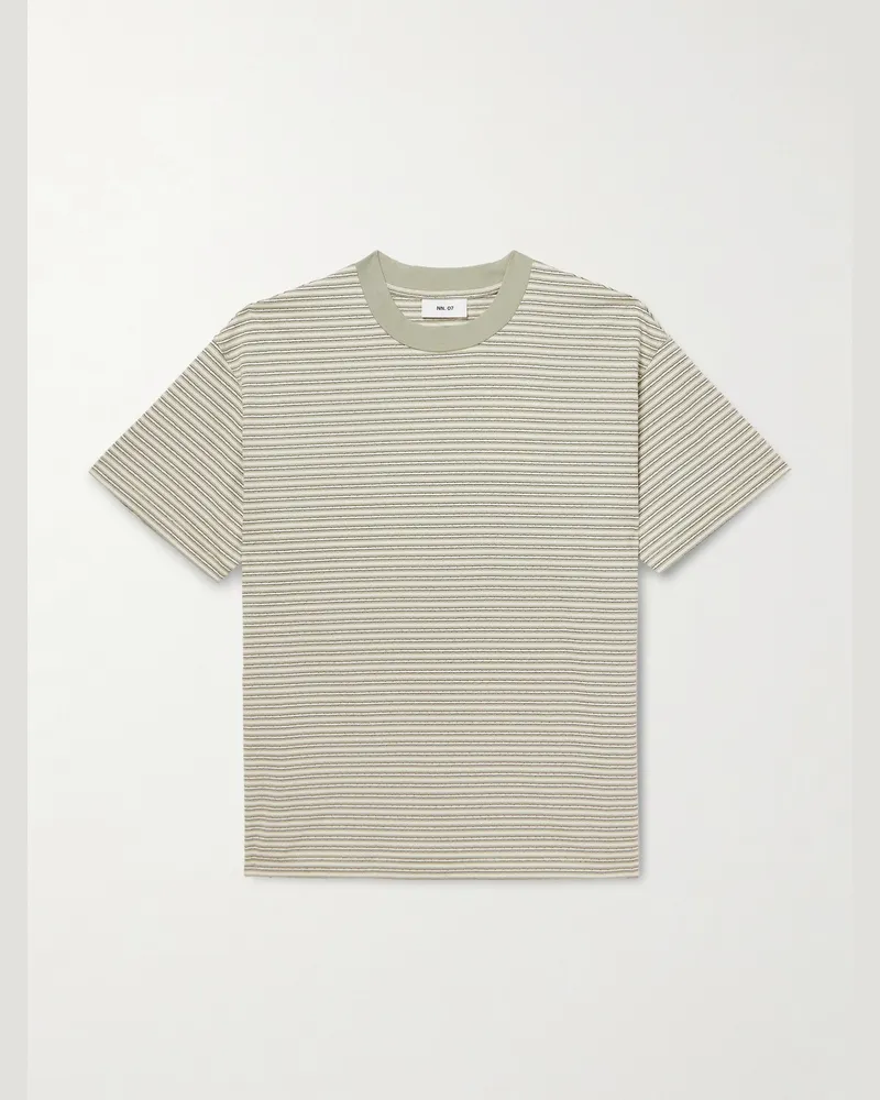 NN 07 Lionel 30046 Striped Cotton-Jersey T-Shirt Green