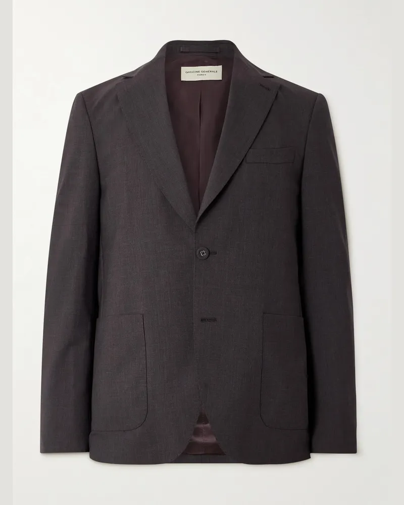 Officine Generale Arthus Wool-Blend Blazer Brown