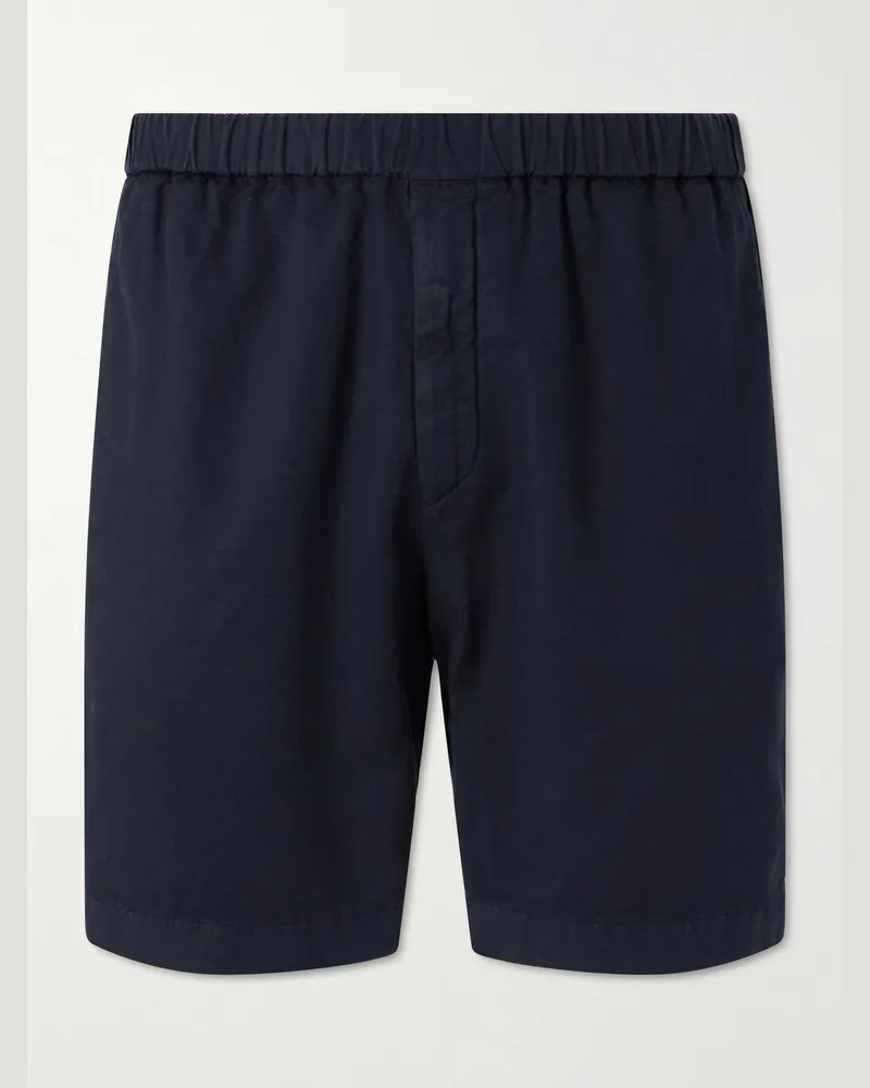 Boglioli Straight-Leg Stretch Cotton and Linen-Blend Shorts Blue