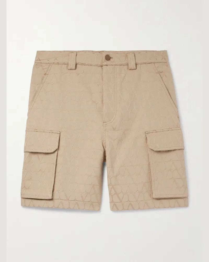 Valentino Garavani Toile Iconographe gerade geschnittene Cargoshorts aus einer Baumwollmischung mit Logomuster Neutral