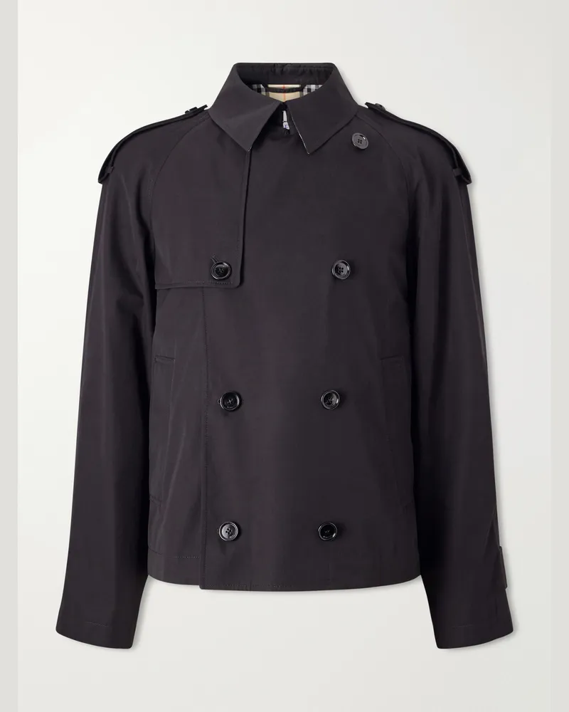 Burberry Cropped Cotton-Gabardine Trench Coat Black
