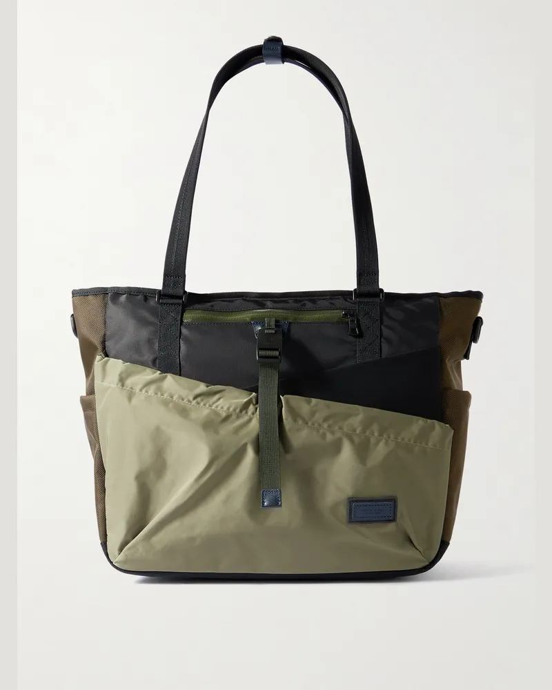 MASTER PIECE Scramble Shell and Nylon Oxford Messenger Bag Green