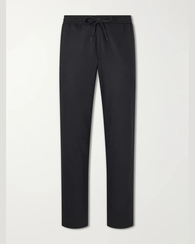 Canali Straight-Leg Wool-Blend Trousers Black