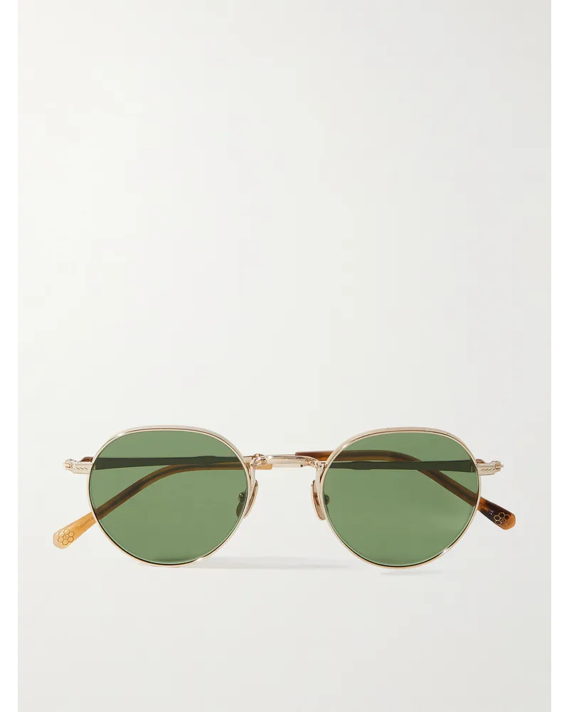 Garrett Leight Hachi silberfarbene Sonnenbrille mit rundem Rahmen Gold