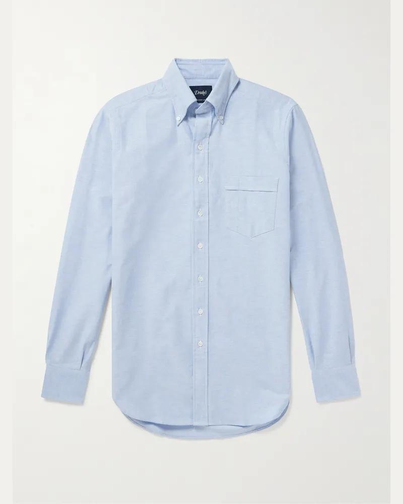 Drake's Hemd aus Baumwoll-Oxford mit Button-Down-Kragen Blau