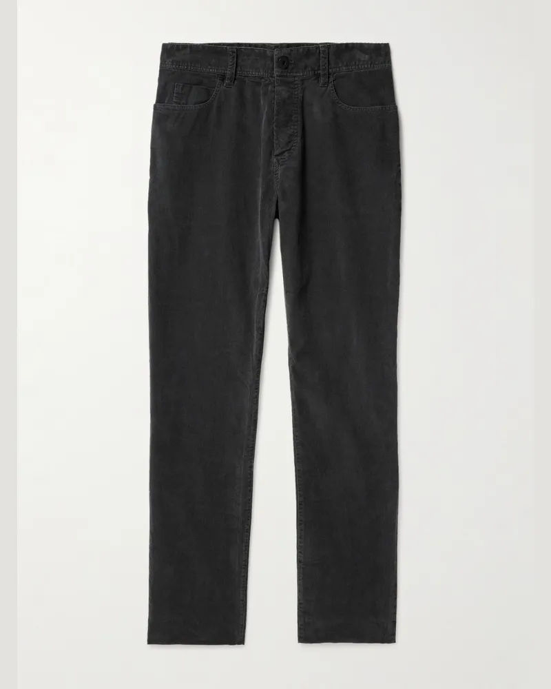 James Perse Schmal und gerade geschnittene Hose aus Cord aus einer Baumwollmischung Grau