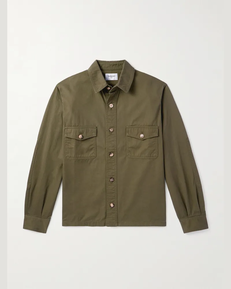 Saint Laurent Hemdjacke aus Denim Grün