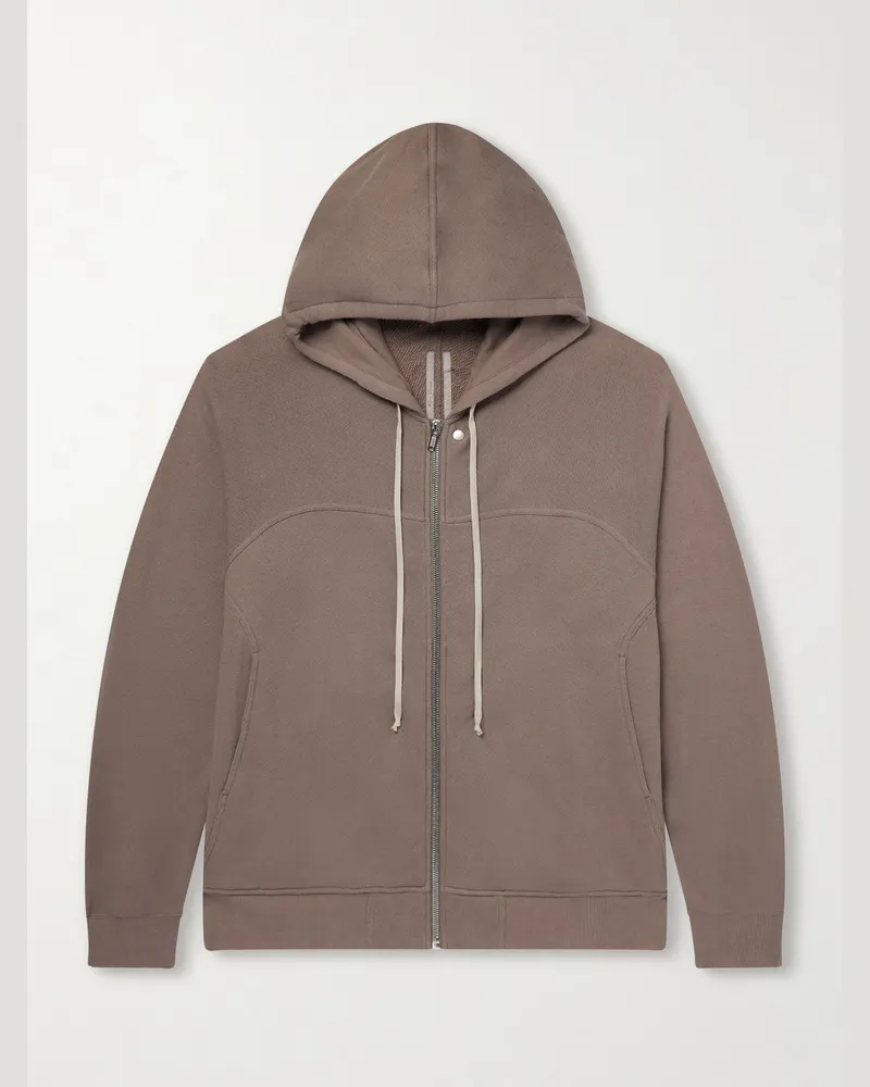 Rick Owens Organic Cotton-Terry Zip-Up Hoodie Gray
