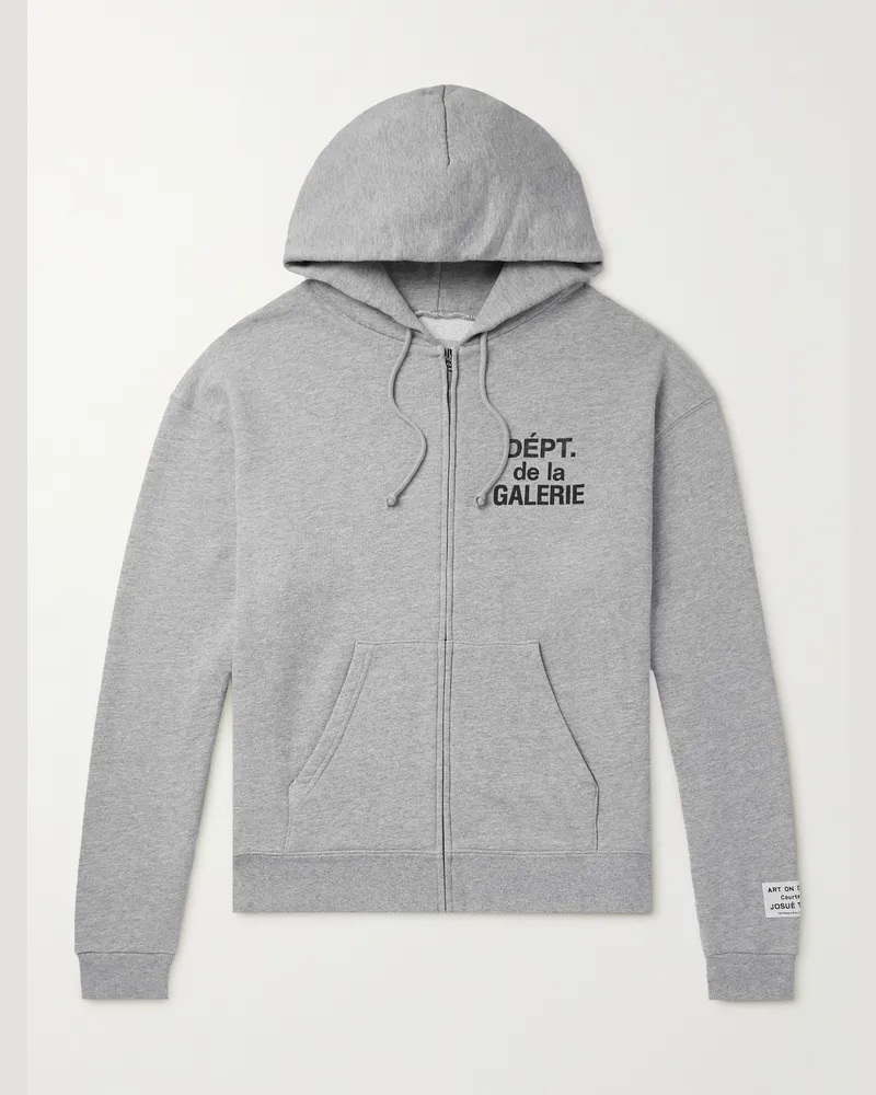 GALLERY DEPT. Kapuzenjacke aus Jersey aus einer Baumwollmischung mit Logoprint und Reißverschluss Grau
