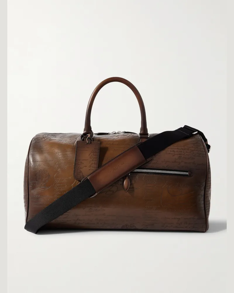 Berluti Jour Off Scritto Weekender aus Venezia-Leder Braun