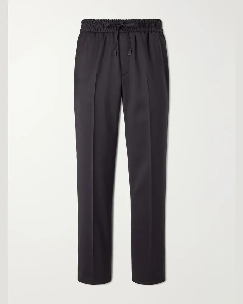 Brioni Asolo Straight-Leg Wool Drawstring Trousers Gray