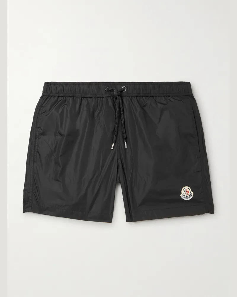 Moncler Slim-Fit Mid-Length Logo-Appliquéd Swim Shorts Black