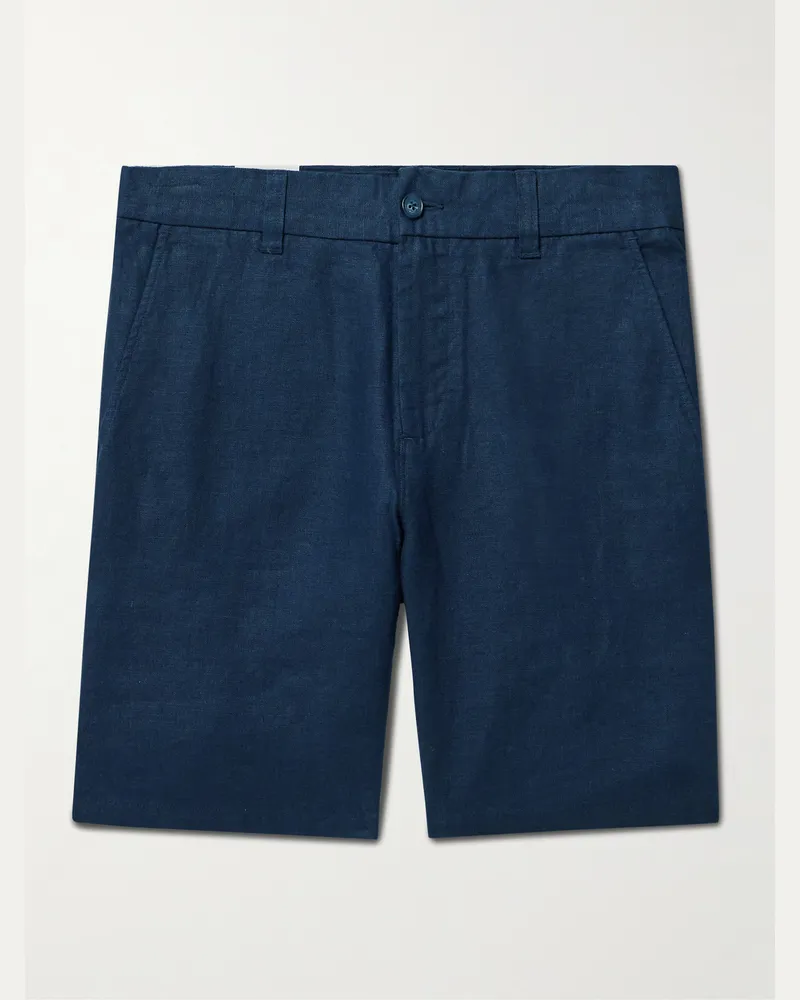 NN 07 Crown 1454 gerade geschnittene Shorts aus Leinen Blau