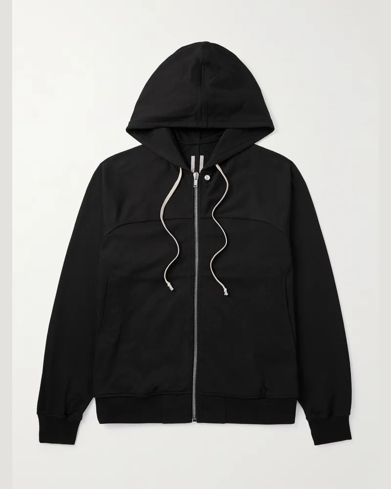 Rick Owens Kapuzenjacke aus Baumwoll-Jersey mit Reißverschluss Schwarz