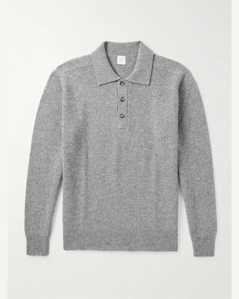 Eleventy Wool-Blend Polo Shirt Gray