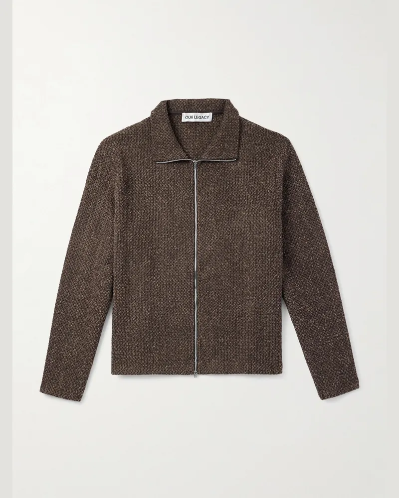 Our Legacy Shrunken Pullover aus Bouclé mit Reißverschluss Braun