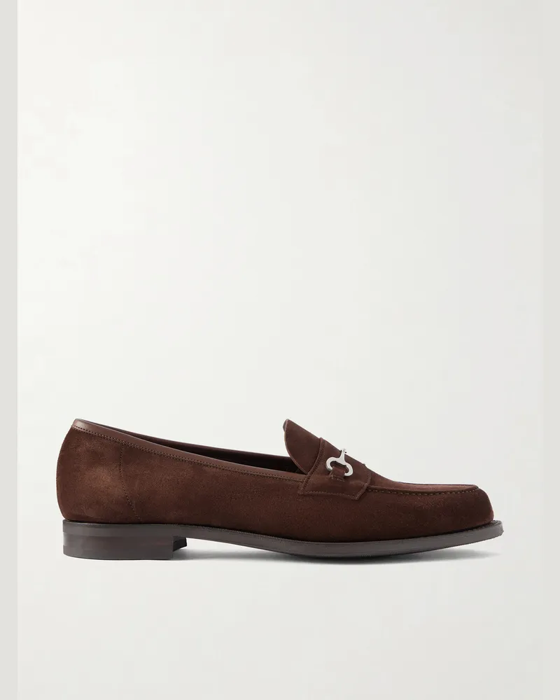 Edward Green Putney Horsebit-Embellished Suede Loafers Brown