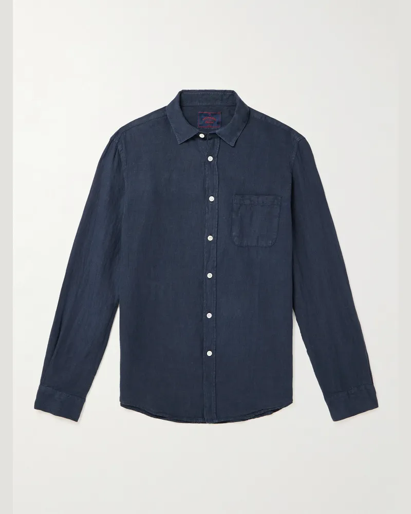 Portuguese Flannel Hemd aus Leinen Blau