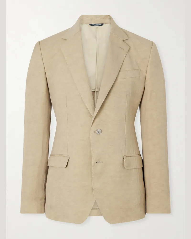 Dolce & Gabbana Maiolica Linen Blazer Neutrals