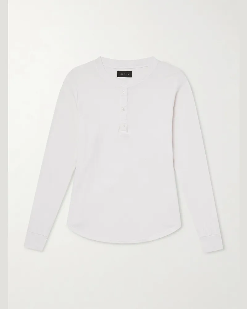 LES TIEN Garment-Dyed Ribbed Cotton-Jersey T-Shirt Neutrals