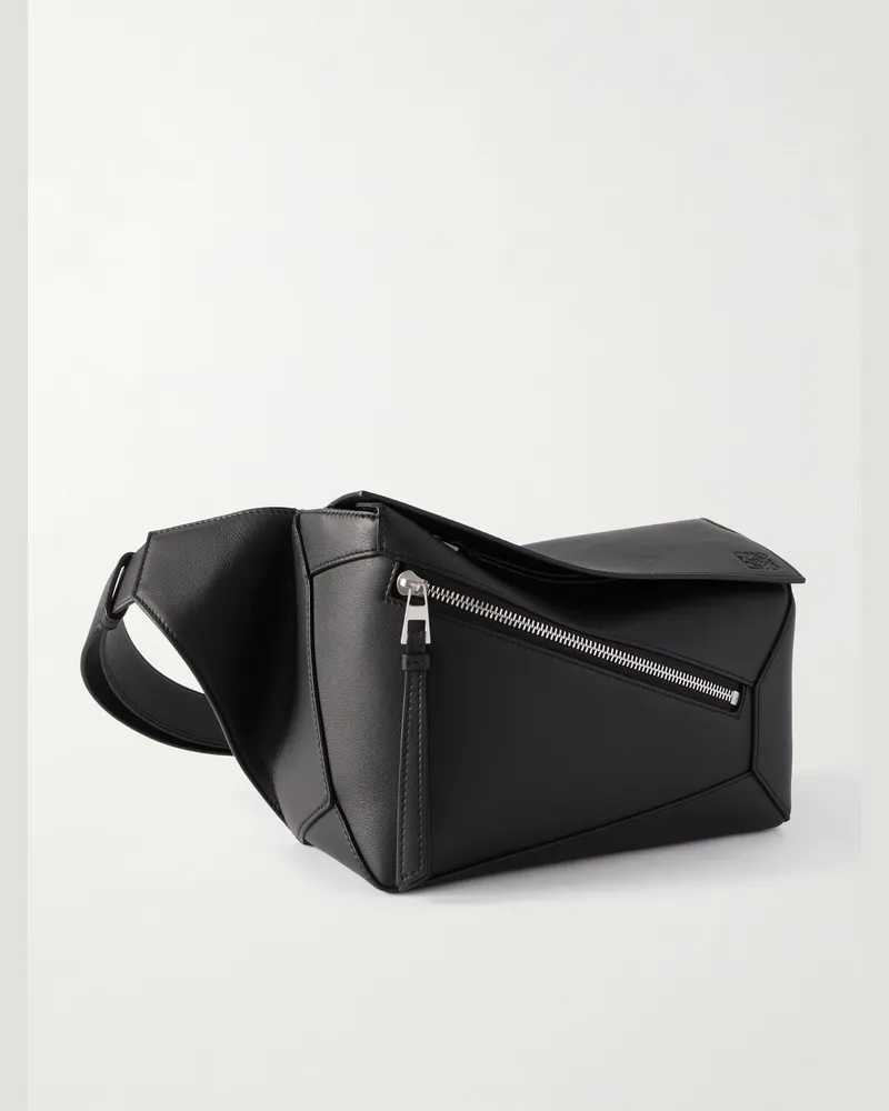 Loewe Puzzle Edge kleine Gürteltasche aus Leder Schwarz