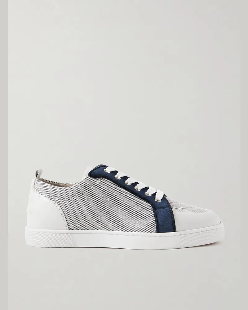 Christian Louboutin Rantulow Suede and Leather-Trimmed Canvas Sneakers Gray