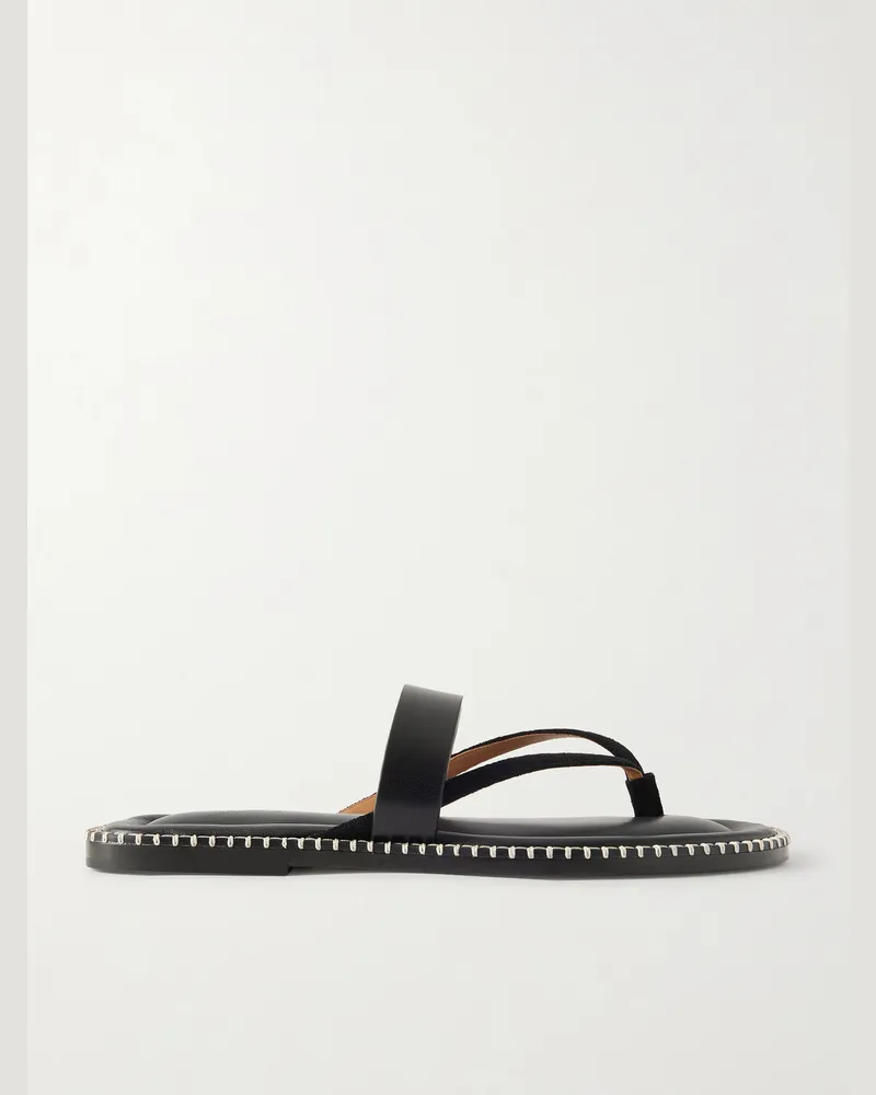 Dries van Noten Sandalen aus Leder und Veloursleder Schwarz