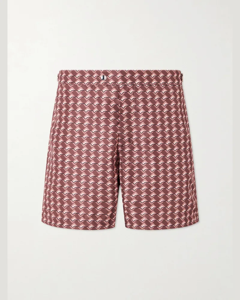 MR P. Wiggle Geo Straight-Leg Mid-Length Printed Swim Shorts Pink