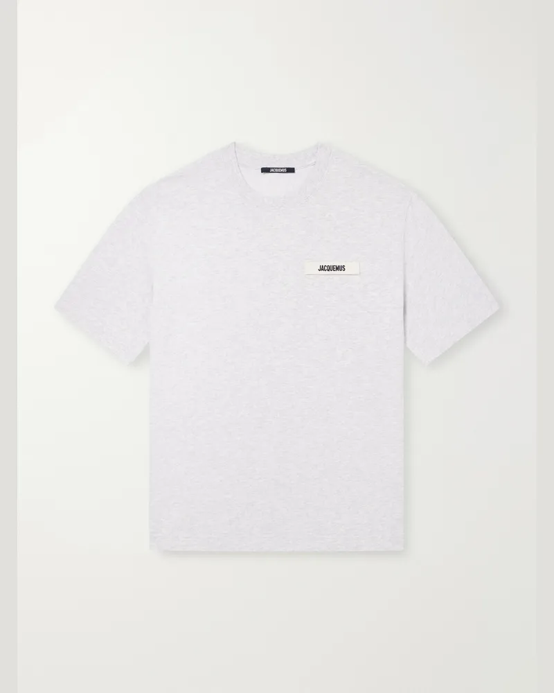 Jacquemus Logo-Appliquéd Cotton-Jersey T-Shirt Gray