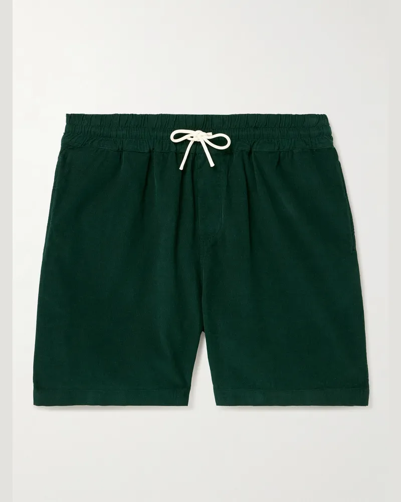 Portuguese Flannel Gerade geschnittene Shorts aus Baumwollcord mit Kordelzugbund Grün