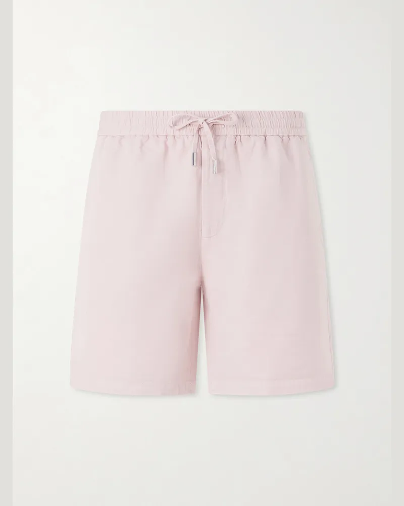 MR P. Straight-Leg Cotton and Linen-Blend Twill Drawstring Shorts Pink