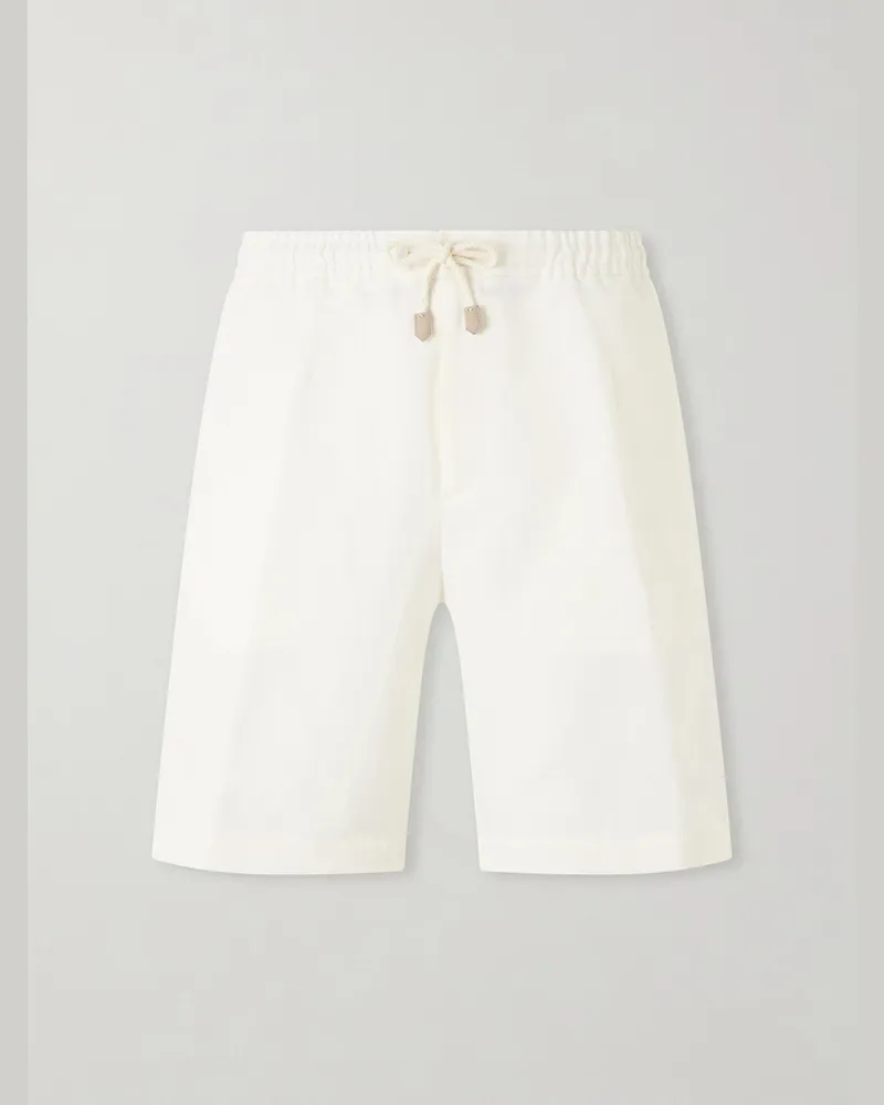 Canali Straight-Leg Linen And Silk-Blend Bermuda Shorts White