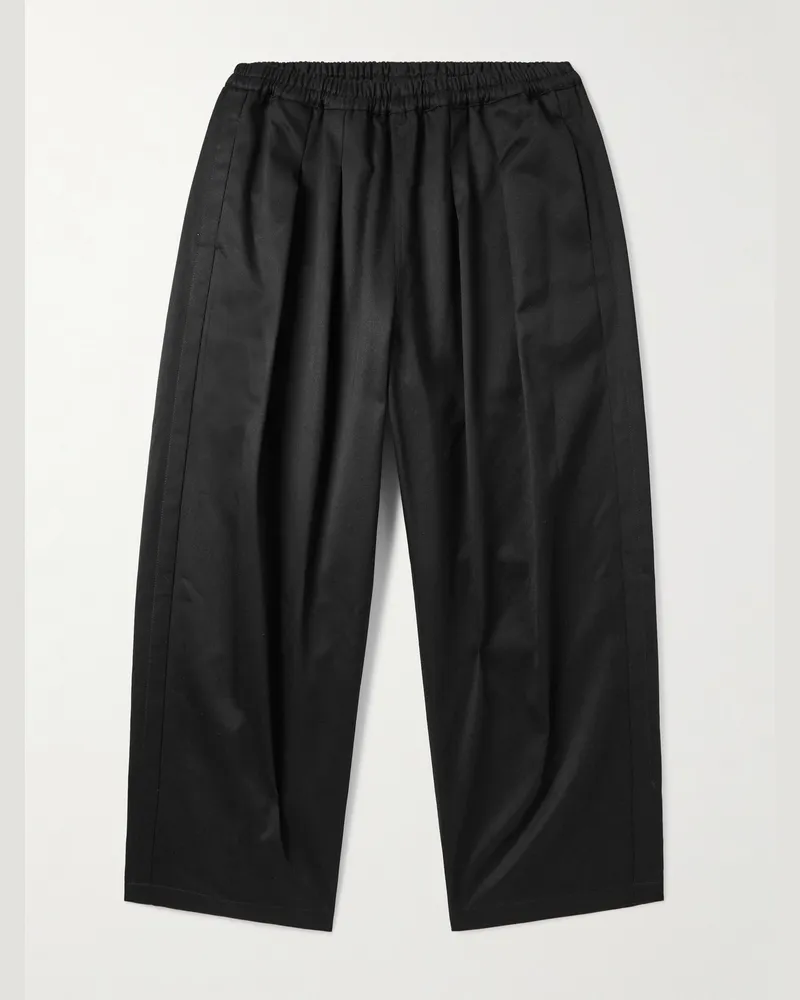 Maison Margiela Weit geschnittene Hose aus Baumwollgabardine mit Falten Schwarz