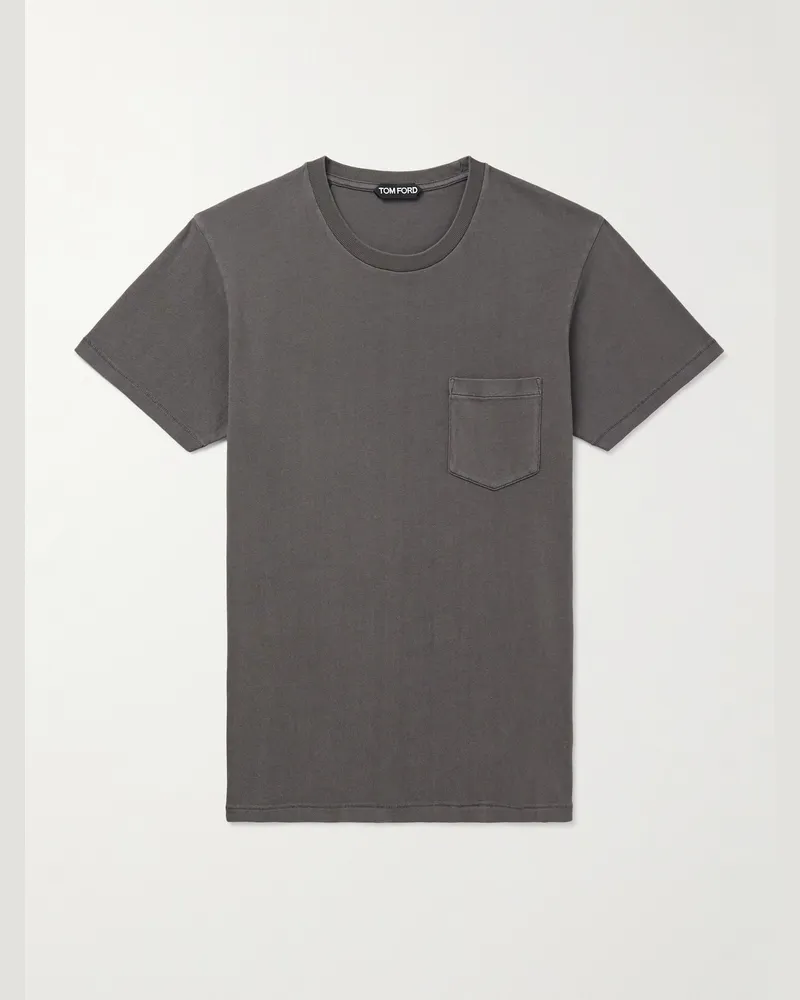 Tom Ford Schmal geschnittenes kaltgefärbtes T-Shirt aus Baumwoll-Jersey Neutral
