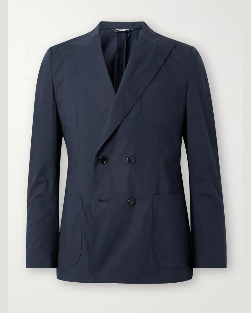 Dolce & Gabbana Taormina doppelreihiges Sakko aus Baumwollpopeline Blau