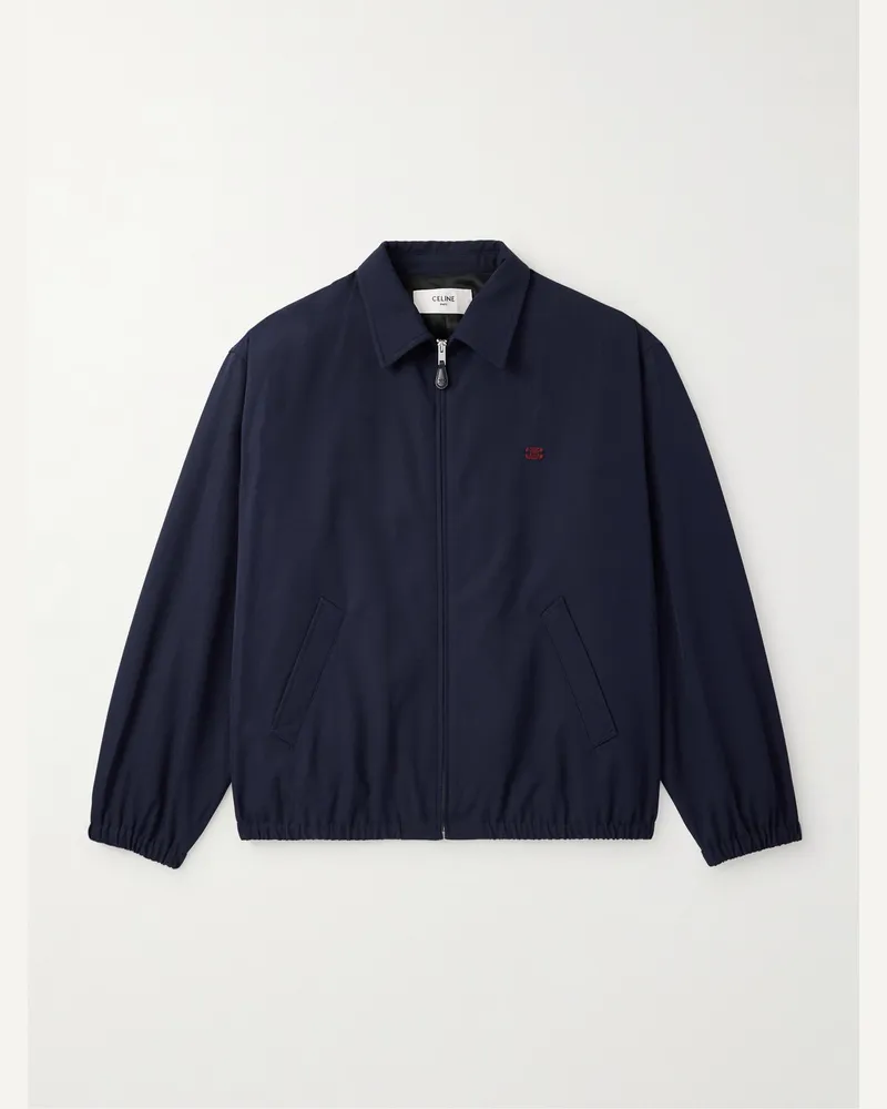 Celine Blouson aus Gabardine aus einer Woll-Baumwollmischung mit Logostickerei Blau