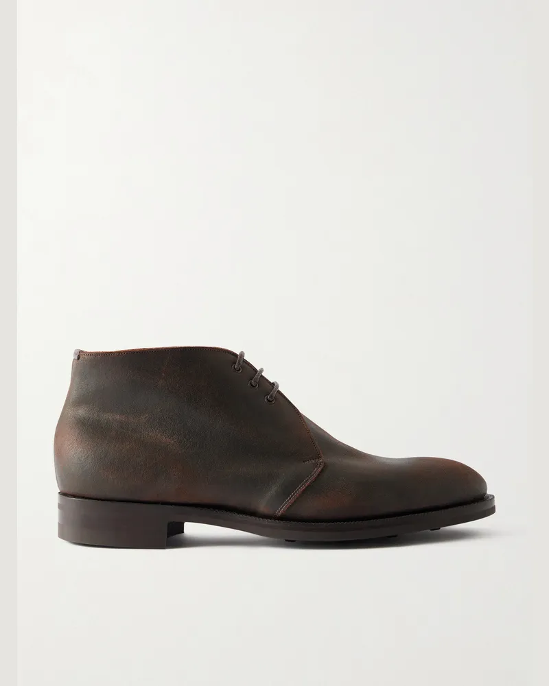 Edward Green Lanark Waxed-Suede Desert Boots Brown