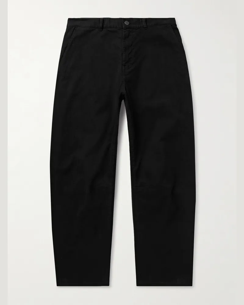 Nili Lotan Carpenter Straight-Leg Cropped Cotton-Blend Twill Trousers Black