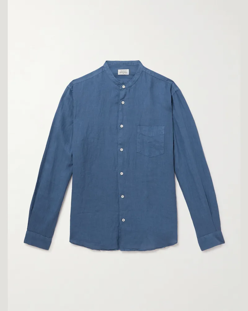 Hartford Premium Pat Hemd aus Leinen mit Stehkragen Blau