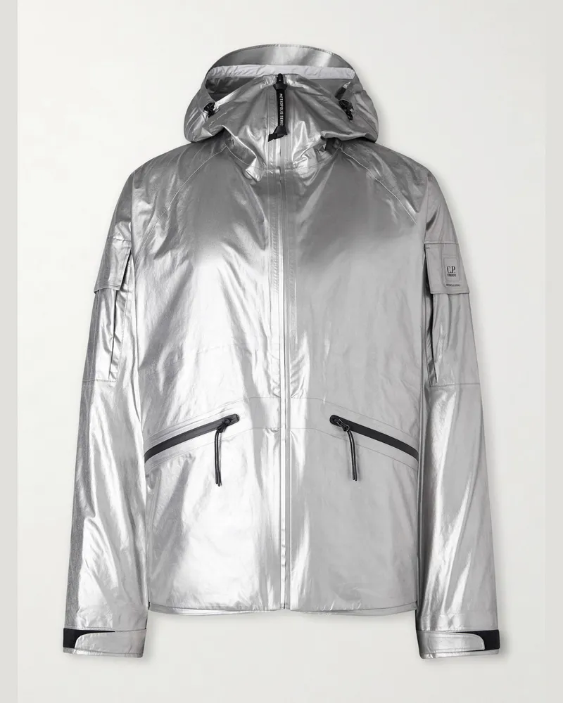 C.P. Company Metropolis Kapuzenjacke aus Metallic-Shell Silber