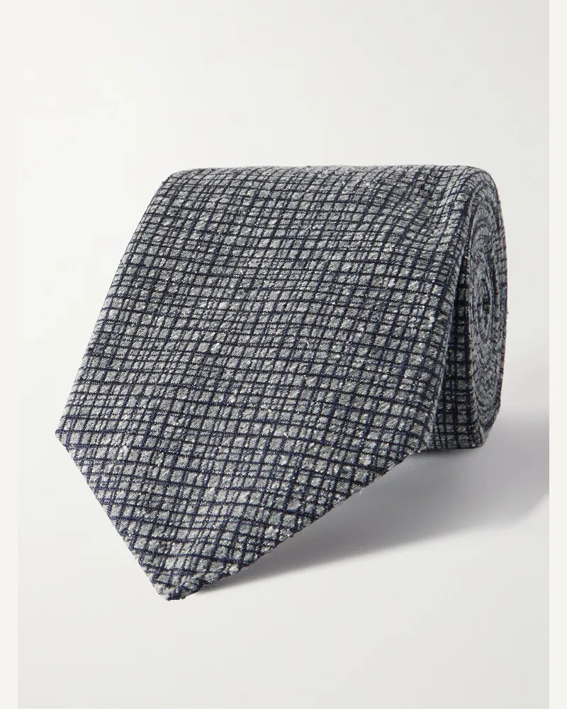 Canali Karierte Krawatte aus Seiden-Jacquard, 8 cm Grau