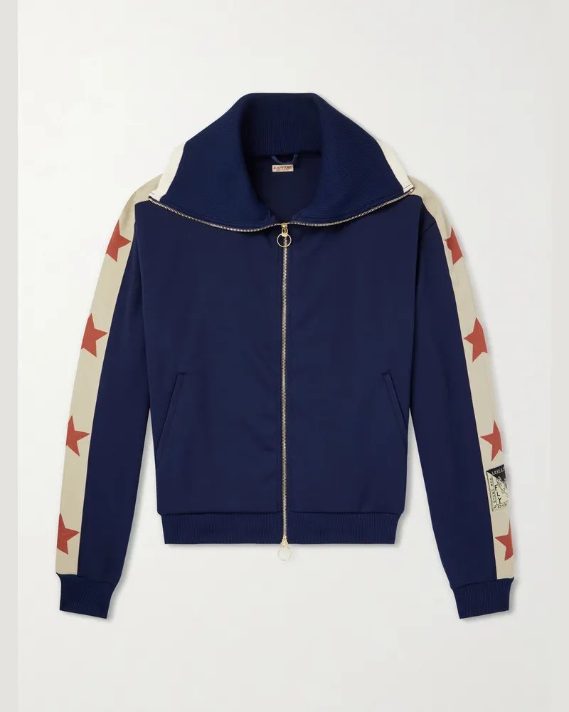 KAPITAL Jersey Zip-Up Sweatshirt Blue