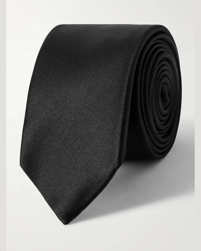 Saint Laurent Krawatte aus Seidensatin, 5,5 cm Schwarz