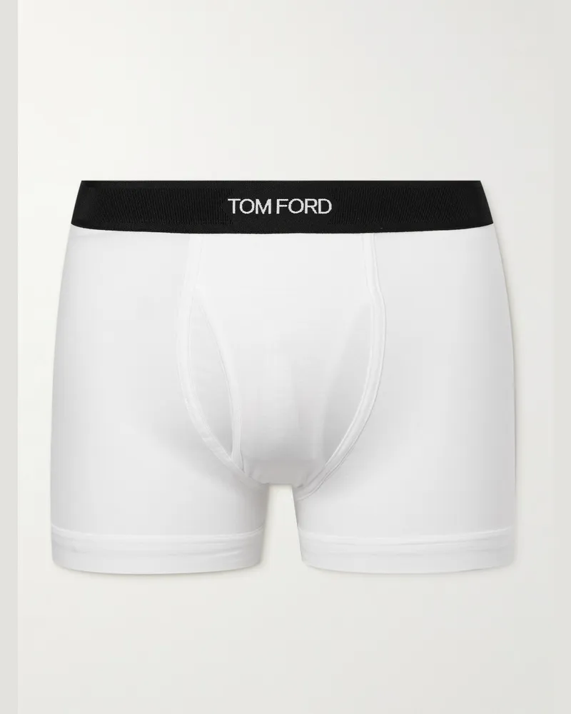 Tom Ford Retropants aus einer Stretch-Baumwoll-Modalmischung Weiß